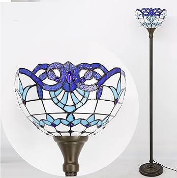 WERFACTORY Tiffany Floor Lamp Navy Blue Baroque Stained Glass